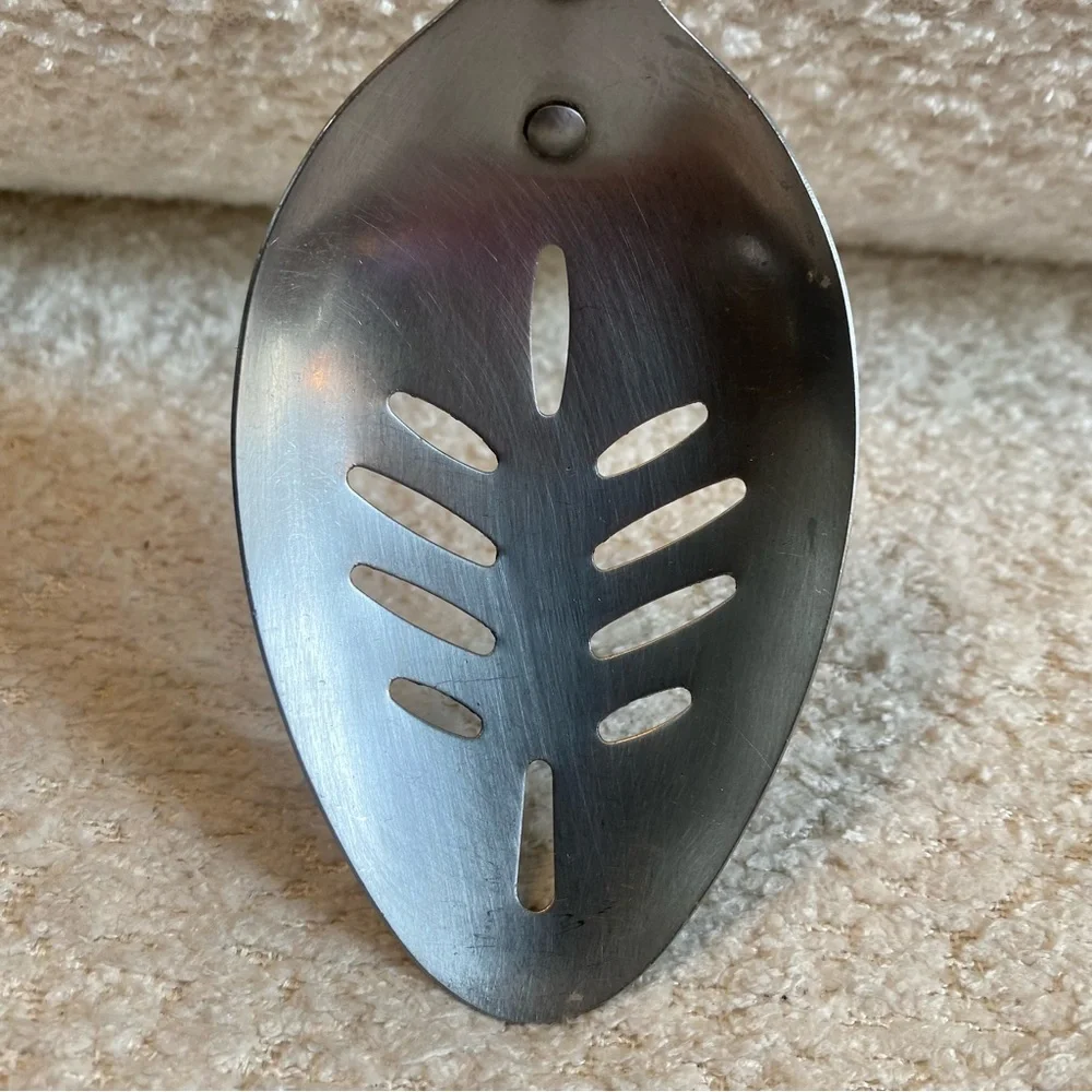Vintage MCM Flint Arrowhead Wheat Harvest Slotted Serving Spoon